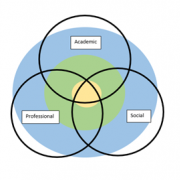 Ven diagram showing the overlap of Academic, Professional, and social